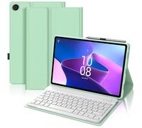 Coque Clavier pour Lenovo Tab M10 3e Gén 10.1 Pouces, AZERTY Français Housse Clavier Bluetooth Magnétique Détachable avec Porte Crayon pour Tablette Lenovo Tab M10 3eme Gén 10.1" 2022, Vert Clair