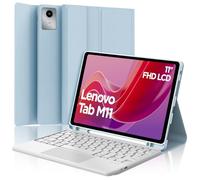 Coque Clavier pour Lenovo Tab M11 11 Pouces, AZERTY Français Housse Clavier Bluetooth Magnétique Détachable avec Pavé Tactile et Porte Crayon pour Tablette Lenovo Tab M11 11" 2024, Bleu Ciel