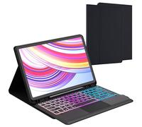 Coque Clavier Pour Redmi Pad Pro 12.1 Pouces 2024/Xiaomi Pad Poco 12.1: Clavier RéTroéClairé 3 Zones 7 Couleurs Avec Pavé Tactile - Clavier Azerty FrançAis Sans Fil DéTachable Avec Support De Stylet