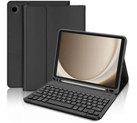 Coque Clavier pour Samsung Galaxy Tab A11 Plus / A9 Plus, Cuir PU Noir avec Clavier Bluetooth