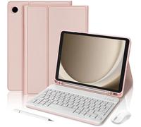 Coque Clavier pour Samsung Galaxy Tab A9 Plus / A11 Plus, Cuir PU Rose avec Clavier + Souris + Stylet - E.F.Connection