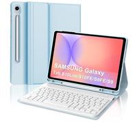 Coque Clavier pour Samsung Galaxy Tab S10 Lite S10 FE 2025/S9 FE 2023 10.9 Pouces, AZERTY Français Housse Clavier Bluetooth Détachable avec Porte Crayon pour Samsung Galaxy Tab S9 11" 2023, Bleu Ciel