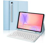 Coque Clavier pour Samsung Galaxy Tab S10 Lite/S10 FE/S9 FE 10.9"/S9 11" | Étui Keyboard Magnétique Détachable Bluetooth sans Fil, AZERTY Français avec Porte Crayon pour Galaxy S10 lite, Bleu clair