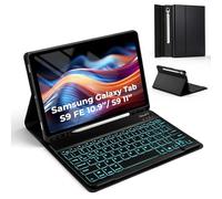 Coque Clavier pour Samsung Galaxy Tab S10 Lite S10 FE/S9 FE/S9 10.9", Clavier RéTroéClairé 7 Couleurs pour S10Lite Tablet 2025, Magnétique Claviers Coque Bluetooth sans Fil avec Porte-Stylo, Noir