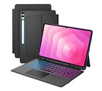 Coque Clavier pour Samsung Galaxy Tab S11 Ultra/S10 Ultra/S9 Ultra/S8 Ultra 14.6 pouces: 7 Couleur Rétro-éclairé Magnétique Clavier Détachable avec Trackpad | Claviers Azerty Français Sans Fil S9Ultra