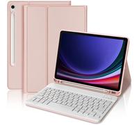 Coque Clavier pour Samsung Galaxy Tab S9 (11 Pouces) Cuir PU Rose avec Clavier Bluetooth Blanc - E.F.Connection