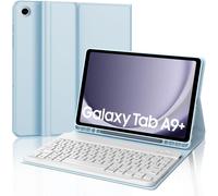 Coque Clavier pour Samsung Tab A9 Plus 11"" 2023, AZERTY Français Clavier Bluetooth Magnétique Détachable pour Samsung Galaxy Tab A9+ Plus 11 Pouces 2023, Bleu Ciel