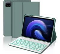 Coque Clavier Pour Xiaomi Pad 6/6 Pro 11 Pouces 2023, Azerty Clavier Bluetooth Rétro-Éclairé Amovible Magnétique Pour Tablette Xiaomi Pad 6/6 Pro, Vert Foncé
