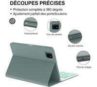 Coque Clavier Pour Xiaomi Pad 6/6 Pro 11 Pouces 2023, Azerty Clavier Bluetooth Rétro-Éclairé Amovible Magnétique Pour Tablette Xiaomi Pad 6/6 Pro, Vert Foncé