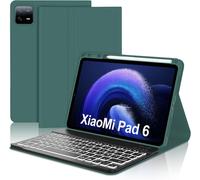 Coque Clavier Pour Xiaomi Pad 6/6 Pro 11 Pouces 2023, Azerty Clavier Rétro-Éclairé Bluetooth Sans Fil Amovible Magnétique Pour Tablette Xiaomi Pad 6/6 Pro 11"", Vert Foncé