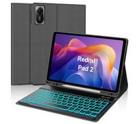 Coque Clavier pour Xiaomi Redmi Pad 2 11 2025/Redmi Pad SE 2023 11 Pouces | 7 Couleurs Rétroéclairées, Étui Keyboard Détachable Bluetooth sans Fil, AZERTY Français avec Porte Crayon, Noir