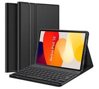 Coque Clavier pour Xiaomi Redmi Pad SE 11 Pouces, Cuir PU Noir avec Clavier Magnétique Bluetooth