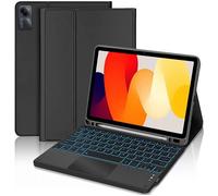 Coque Clavier pour Xiaomi Redmi Pad SE 11 Pouces, Cuir PU Noir avec Clavier Rétroéclairé Bluetooth