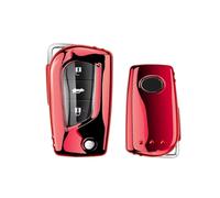 Coque Clé Coque De Clé De Voiture en TPU pour Corolla pour Auris Reiz Avensis pour Rav4 pour Hilux pour Yaris Aygo Scion Revo Fortuner TC IM Boutons Coque Clé(Red)