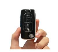 Coque Clé De Voiture Étui À Clé Pliable en TPU pour Clé Voiture Coque Fob pour Renegade pour Boussole 2016 2019 Accessoires Protection Pliables sans Clé À 4 Boutons Protection Coque Clé(Zwart)