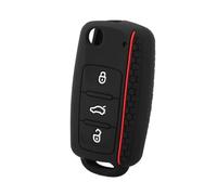 Coque Clé De Voiture Etui Clés Voiture en Silicone pour Polo pour Passat pour Golf 5 6 pour Jetta pour Tiguan pour Gol pour Cross Fox Plus EOS pour Scirocco pour Beetle Coque de Clé(Black Red Line)