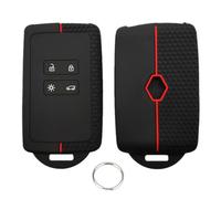 Coque e Voiture pour Clio,Coque Cle Compatible avec Renaul-t Megane Koleos Kadjar Kangoo Twingo Talisman Captur Couverture de acia Duster Silicone Protecteur de Clé 4 Boutons (Rouge)