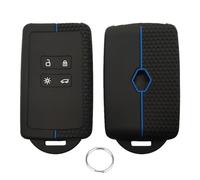 Coque e Voiture pour Clio,Coque Cle Compatible avec Renaul-t Megane Koleos Kadjar Kangoo Twingo Talisman Captur Couverture de acia Duster Silicone Protecteur de Clé 4 Boutons (Bleu)
