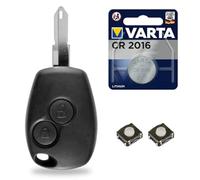 Coque Clé Plip Boitier de Télécommande Compatible avec Renault Kangoo + 2 Switch + Pile CR2016 - Kit iRace Keys®