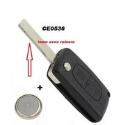 Coque Clé Plip Peugeot 107 207 307 308 407 807 2 bouton CE0536 lame avec rainure + pile