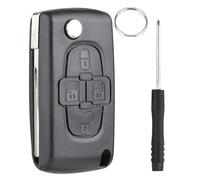 Coque Clé Télécommande de Voiture pour Peugeot 807 1007 Citroe-n C8 Fiat Ulysse Boitier Clef,Télécommande Plip 4 Boutons CE0523 Lame VA2 ,Coque Clé Kit