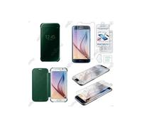 Coque ClearView Miroir Flip Cover pour Samsung Galaxy S6 SM-G920F, G920, Couleur Vert