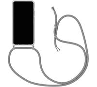 Coque Collier pour Google Pixel 8a, Housse pour Smartphone à Porter au Cou - Étui à bandoulière Cordon - Lanyard Case Protection Complète, Étui en Silicone Transparent, Argent