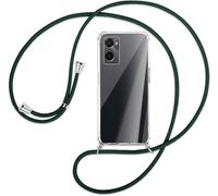 Coque Collier pour OPPO A76 / A36, OPPO A96,Coque Transparent Silicone Housse avec Cordon de Collier Necklace Lanyard Case Étui de Téléphone avec Cordon Case Cover Anti-Rayures Antichoc,Vert Foncé