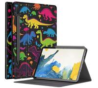 Coque colorée pour Samsung Galaxy Tab S9 FE 5G 11", Galaxy Tab S9 11" 2023, plusieurs angles de vue avec porte-stylo, mise en veille/réveil automatique pour Galaxy Tab S9 FE Motif dinosaures