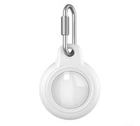 Coque compacte en polycarbonate ABS pour AirTag 2 offrant une protection étanche contre les chutes et un mousqueton pour une utilisation en déplacement (blanc)