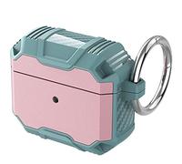 Coque Compatible avec AirPod 2 & 1 Generation, Airpods Case Étui Couverture Protecteur, Coque Robuste avec Porte-clés. LED Frontale Visible,Mint+Pink