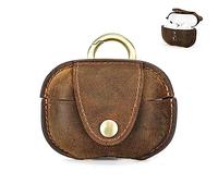 Coque Compatible avec AirPods Pro2, Étui de Protection en Cuir Véritable Premium Housse Antichoc avec Porte-Clés pour AirPods Pro 2e Génération, Supporte la Charge sans Fil Coffee