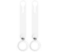 Coque Compatible avec AirTag de 2021 [Lot de 2] Silicone Blanc Porte Clé de Tag Boucle Amovible Housse Protection Souple