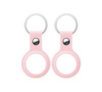 Coque Compatible avec AirTag de 2021 [Lot de 2] Silicone Rose Porte Clé de Tag Housse Protection Souple
