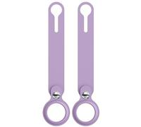 Coque Compatible avec AirTag de 2021 [Lot de 2] Silicone Violet Porte Clé de Tag Boucle Amovible Housse Protection Souple