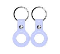 Coque Compatible avec AirTag de 2021 [Lot de 2] Silicone Violet Porte Clé de Tag Housse Protection Souple