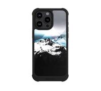 Coque Compatible avec Apple iPhone 15 Pro Max Coque de Telephone Antichoc NIVOmax Noire Géométrique Chaîne de Montagnes Montagne