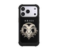 Coque Compatible avec Apple iPhone 17 Pro Coque de Telephone Antichoc Compatible avec MagSafe NIVOmax Noire Signe du Zodiaque Bélier Aries