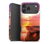 Coque Compatible avec Apple iPhone 17 Pro Max Coque renforcée Coque Antichoc Coucher du Soleil Barque Mer