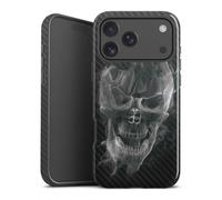 Coque Compatible avec Apple iPhone 17 Pro Max Coque renforcée Coque Antichoc Tête de Mort Crâne Carbone