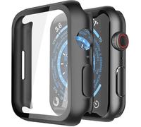 Coque Compatible avec Apple Watch Serie6/Serie5/Serie4/Serie SE 44mm écran en Verre Trempé Blackview Housse Montre Noir