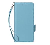Coque Compatible avec Cricket Icon 7 5G Case avec Corde de Main,Étui de téléphone en Cuir avec 4 Fentes pour Cartes.Fermeture magnétique.Anti-Glissement et Chute-Sky Blue