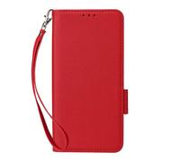 Coque Compatible avec Cricket Icon 7 5G Case avec Corde de Main,Étui de téléphone en Cuir avec 4 Fentes pour Cartes.Fermeture magnétique.Anti-Glissement et Chute-Red