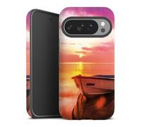 Coque Compatible avec Google Pixel 10 Pro Coque renforcée Coque Antichoc Coucher du Soleil Barque Mer