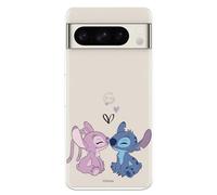 Coque compatible avec Google Pixel 8 Pro Officiel Disney Angel & Stitch Baiser pour protéger votre téléphone portable Coque en silicone souple transparente avec licence officielle Lilo & Stitch