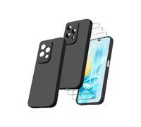 Coque Compatible avec Honor 200 Lite 5G avec 3 Pièces Protection Écran en Verre Trempé, Housse Souple et Silicone - Noir - TECHTA