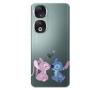 Coque compatible avec Honor 90 officielle Disney Angel & Stitch Baiser pour protéger votre téléphone portable Coque en silicone transparente souple sous licence officielle Lilo & Stitch