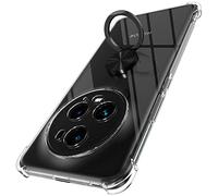 Coque Compatible avec Honor Magic 5 Pro 5G, Anneau Béquille Crystal Clear Silicone Etui, Anti-Chute aux Quatre Coins Transparent Protection Housse TPU Rotatif à 360 Bague Cover - Anneau Noir