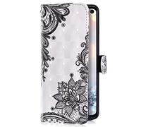 Coque Compatible avec Huawei P30 Lite Housse en Cuir Portefeuille,Coque à Rabat Rétro Motif Coloré Painting Premium PU Folio Flip Case Magnétique Wallet Coque pour Huawei P30 Lite,Noir Mandala