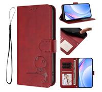 Coque Compatible avec Infinix Hot 8 X650 / Hot 8 Lite X650,Compatible avec Tecno Camon 12 CC7S / Spark 4 KC8 Cuir PU Emplacement pour cartes Portefeuille Support rabattable Fermoir magnétique Red